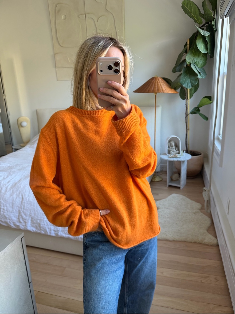 Reformation 100% Cashmere Orange Sweater Size Small